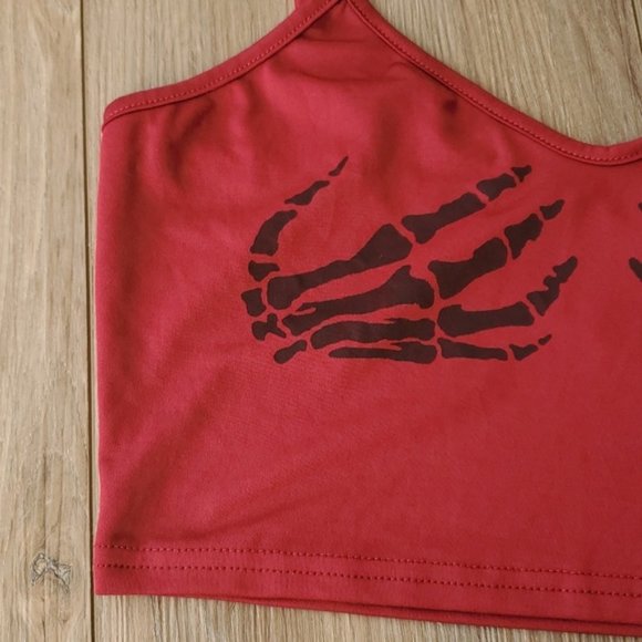 Skeleton Hands Cropped Cami Top - Picture 2 of 6